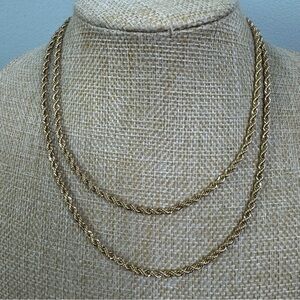 Gold Plated Long Rope Chain Necklace 31”